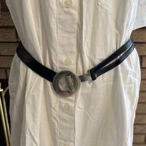 Suzi Roher Black Belt with Circular Silver Buckle